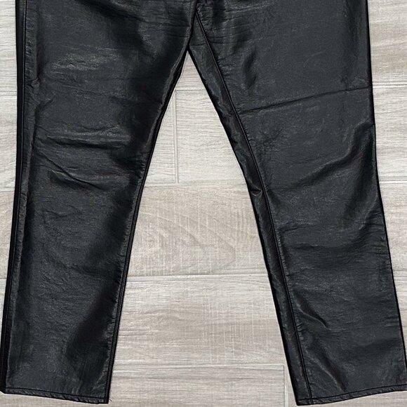 Agolde Recycled Leather Riley Long High Rise Straight Leg Pants in Detox Black - Picture 7 of 16